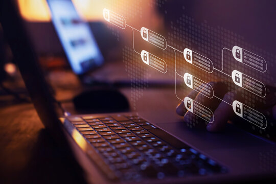 Blockchain concept, block chain financial technology for cryptocurrencies