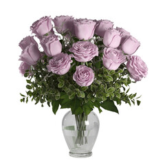 Obraz premium pink roses in vase on transparent background PNG file 