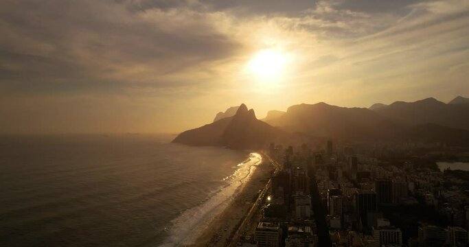 sunset at ipanema beach in rio de janeiro brazil