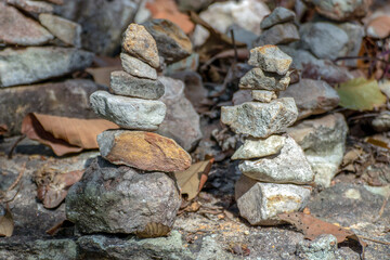 Prayer stone stack pyramid symbolizing zen, harmony and balance