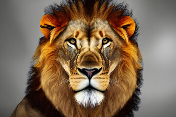 Fototapeta premium Lion king portrait animal , Wildlife , generative ai 