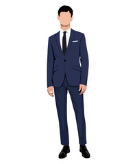 A man in a business suit on a white background. Vector illustration in flat style