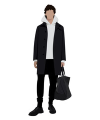 Stylish man in fashionable clothes on a white background. Vector illustration in flat style