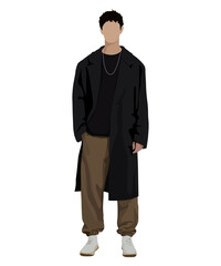 Obraz na płótnie Canvas Stylish man in fashionable clothes on a white background. Vector illustration in flat style