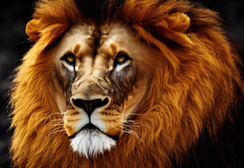 Fototapeta premium Lion king portrait animal , Wildlife , generative ai 