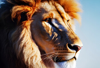 Naklejka premium Lion king portrait animal , Wildlife , generative ai 