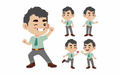 Office worker with different poses