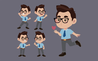 Office worker with different poses