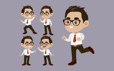 Office worker with different poses