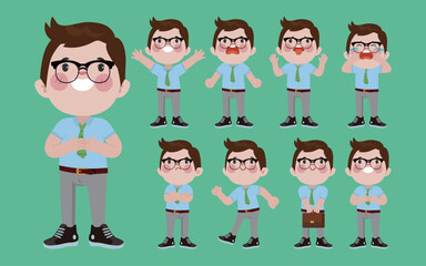 Office worker with different poses