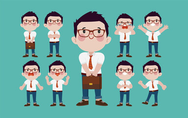 Fototapeta premium Office worker with different poses