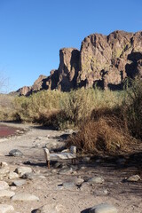Salt River scenic landscapes delight the eye.  The banks of the Salt River in Tonto National Forest offer dramatic and breathtaking views. - 569754554