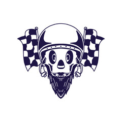 Skull head motorcycle custom logo