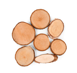 Decorative wooden cuts on white background