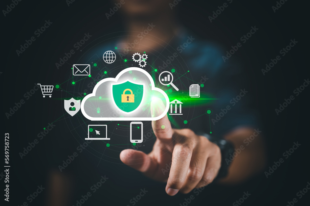 Aufkleber Internet security and data protection. cloud computing technology