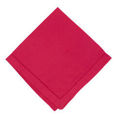 High-quality square napkin. Luxury linens. Rich fuchsia  bright pink color. Isolated with white background. 