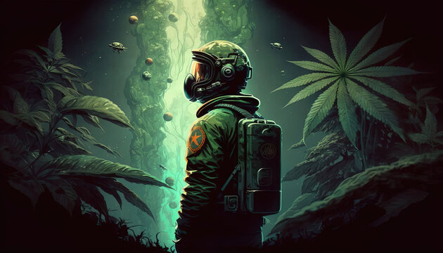 Weed fantasy Astronaut art -AI Generated
