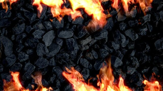 燃える上下の薪の炎のスローモーション背景　火・炎・炎上・SNS炎上のイメージ