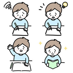 勉強をする子ども　男の子