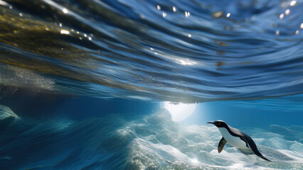 penguin swimming in the ocean, the environment, Generative AI