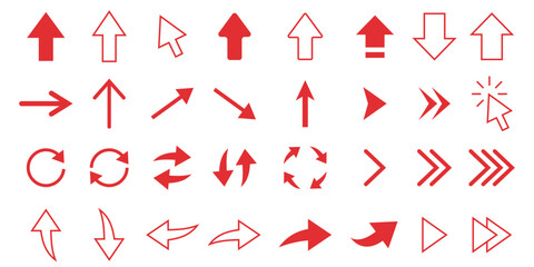 矢印のアイコンセット　赤