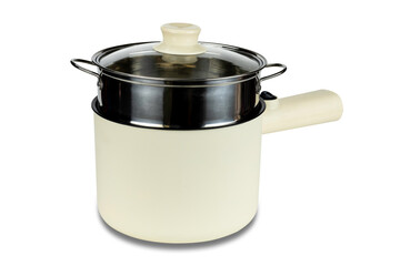 Multifunctional electric cooking hot pot isolated on white background with clipping path.