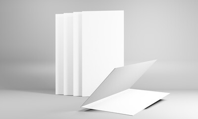 Blank portrait paper mock-up. brochure magazine, white changeable background/paper isolated on gray. good for your business mock-up
