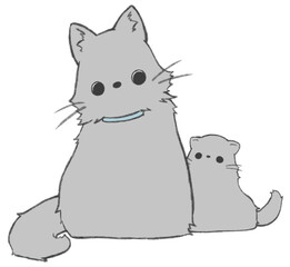 親子の長毛ねこ