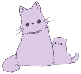 親子の長毛ねこ