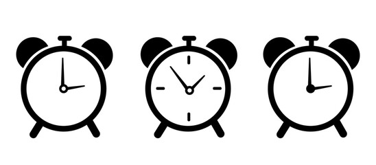 alarm clock vector icons set