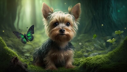 Yorkie and Butterfly