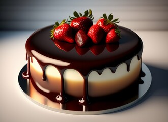 Chocolate cake with strawberries, , Ai