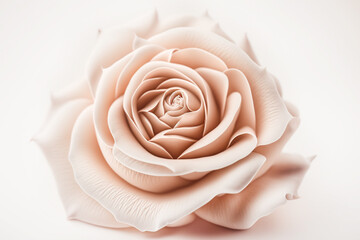 close up of bright light pink rose on white background ,valentines day flowers, generative AI technology