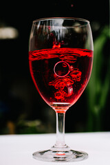 White Gold Diamond Wedding Ring in Glass with Red Water