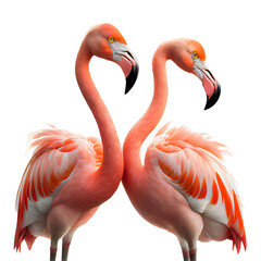 couple of flamingos On white background AI generator