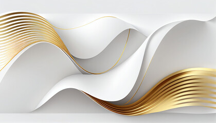 3d white background with shiny golden lines. Generative AI.