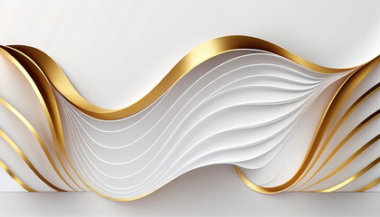 3d white background with shiny golden lines. Generative AI.