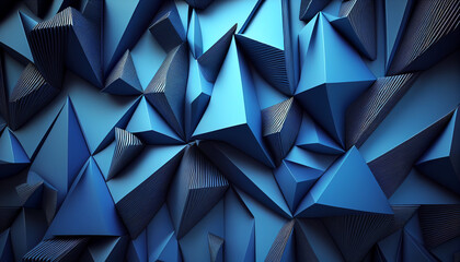 3d blue background with triangular texture. Generative AI.