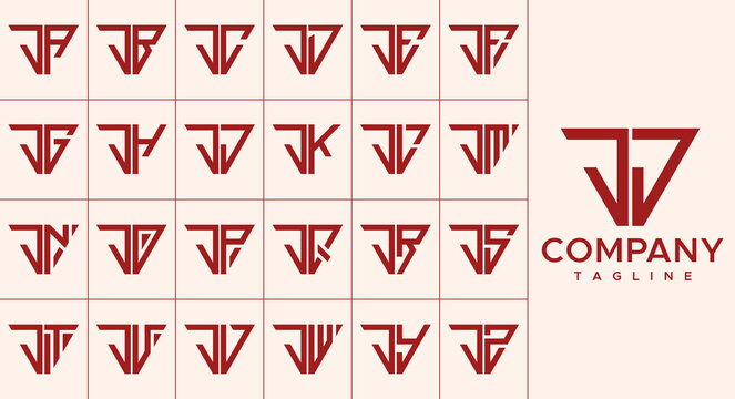 Modern line triangle initial letter J JJ logo design set
