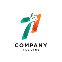 equestrian woman's 71st anniversary logo vector template