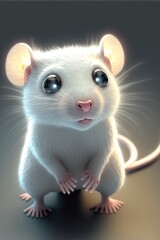 A super cute shiny baby white rat. Generative Ai.