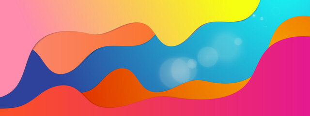 Colorful liquid wave background. Fluid wavy composition wallpaper. Abstract backdrop in yellow, purple and red. Modern design for posters, banners, brochures.