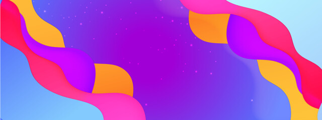 Colorful liquid wave background. Fluid wavy composition wallpaper. Abstract backdrop in yellow, purple and red. Modern design for posters, banners, brochures.