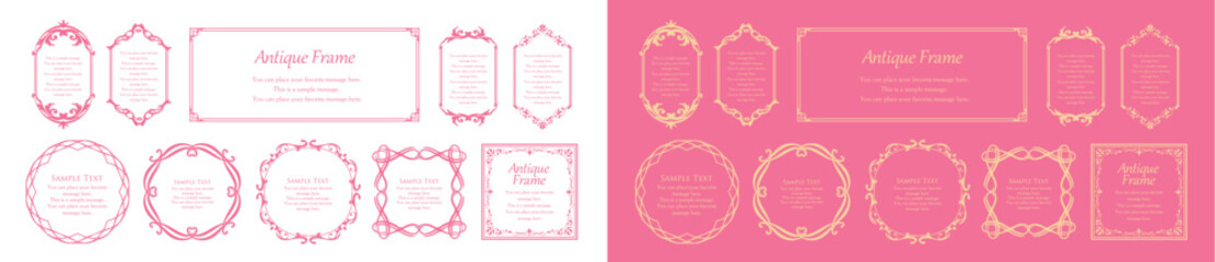 春をイメージしたフレーム。高級感のある囲みのデザイン。アンティークな枠。	
