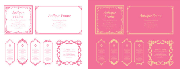 春をイメージしたフレーム。高級感のある囲みのデザイン。アンティークな枠。	
