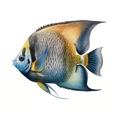 Angelfish on white background, Illustration, Generative AI