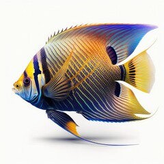 Angelfish on white background, Illustration, Generative AI