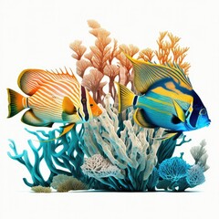 Fototapeta na wymiar Underwater Ocean Scene Illustration, Generative AI