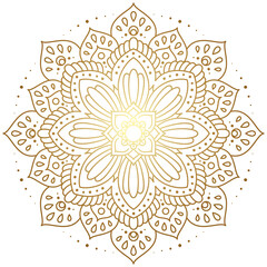 Vector golden contour Mandala ornament. Vintage decorative elements. Oriental round pattern. Islam, Arabic, Indian, turkish, pakistan, chinese, ottoman motifs.