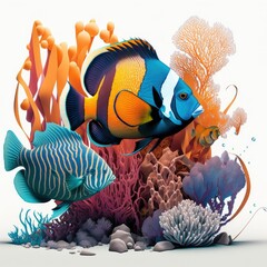 Underwater Ocean Scene Illustration, Generative AI